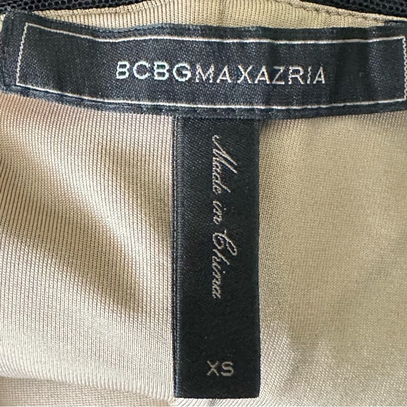 BCBGMaxAzria 3/4 Sleeve Black Mesh Amora Illusion Structured Pleated Top - Picture 6 of 6